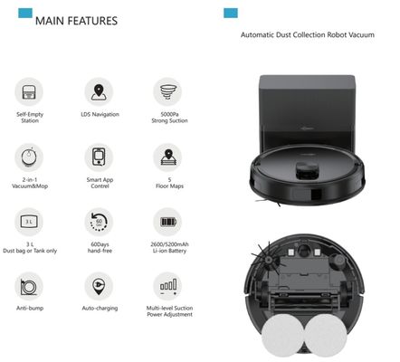 Robot Vacuum Cleaner With Spin Mop Deep Clean Floor